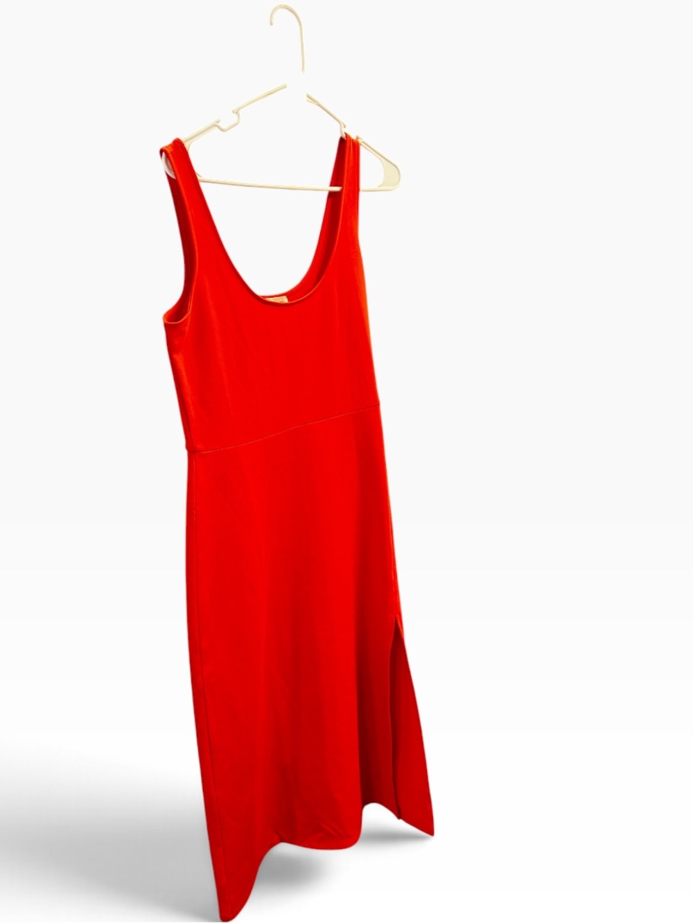 Open Edit Red Orange Sleeveless Scoop Neck Midi Dress Size L